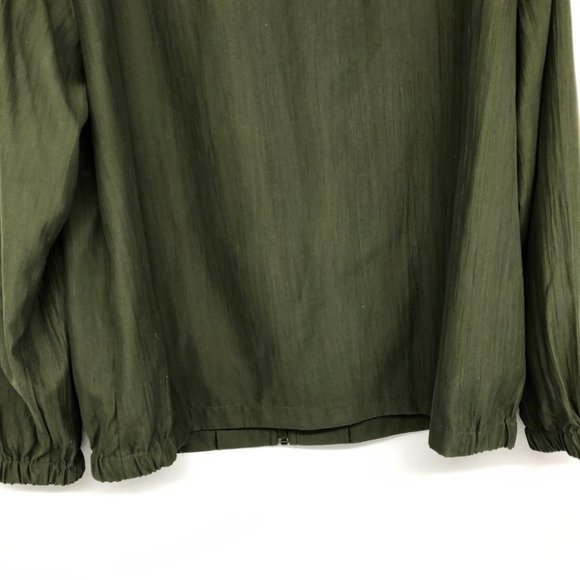 Alia Moss Green Full Zip Up Shirt or Lightweight Jacket size 10 - Picture 10 of 13